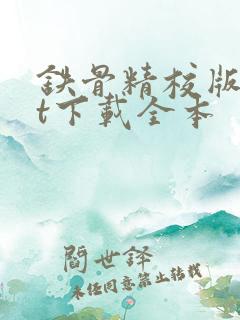 铁骨精校版txt下载全本