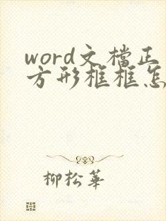 word文档正方形框框怎么弄