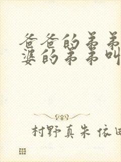 爸爸的弟弟的老婆的弟弟叫什么