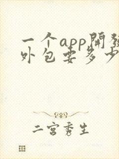 一个app开发外包要多少钱