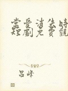 当爱消失时短剧短剧免费观看