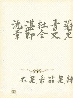 沈湛杜青蘅最新章节全文免费阅读笔趣阁