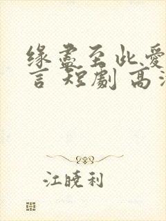 缘尽至此爱不再言 短剧 高清