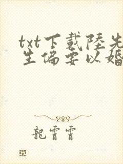 txt下载陆先生偏要以婚相许