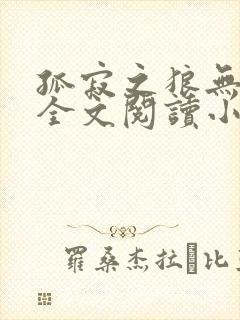 孤寂之狼无删减全文阅读小说