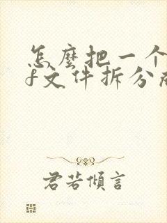 怎么把一个pdf文件拆分成多个