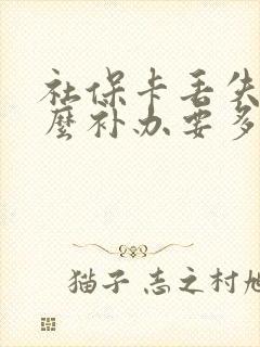 社保卡丢失了怎么补办要多久