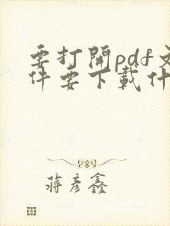 要打开pdf文件要下载什么软件