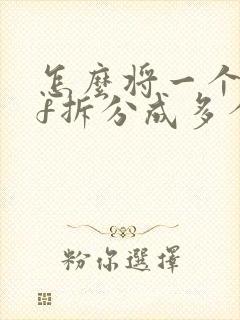 怎么将一个pdf拆分成多个