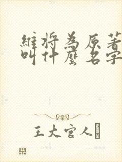 维将为原著小说叫什么名字