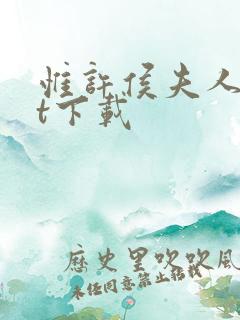 惟许侯夫人txt下载