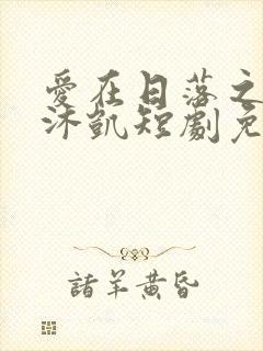 爱在日落之前王沐凯短剧免费观看