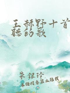 王赫野十首最好听的歌