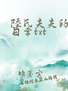 陆氏夫夫的婚后日常txt