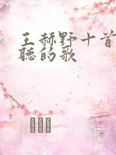 王赫野十首最好听的歌