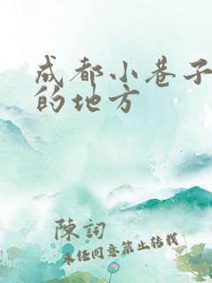 成都小巷子好玩的地方
