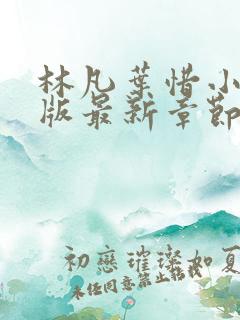 林凡叶惜小说正版最新章节
