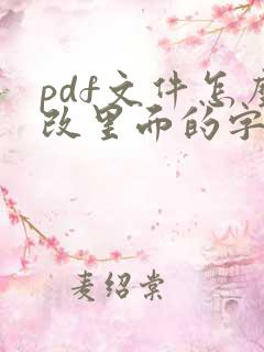 pdf文件怎么改里面的字
