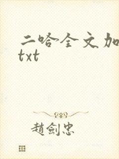 二哈全文加番外txt