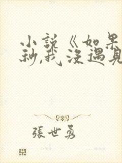 小说《如果这一秒,我没遇见你》