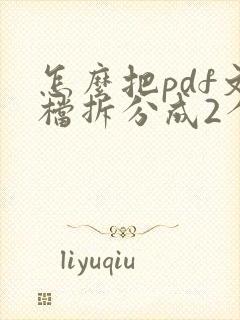 怎么把pdf文档拆分成2个