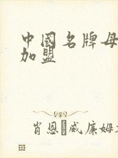 中国名牌母婴店加盟