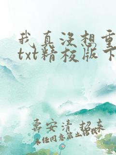 我真没想重生啊txt精校版下载