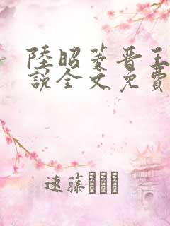 陆昭菱晋王的小说全文免费阅读最新章节