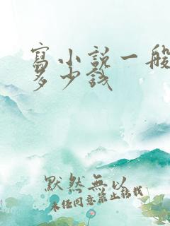 写小说一般能赚多少钱