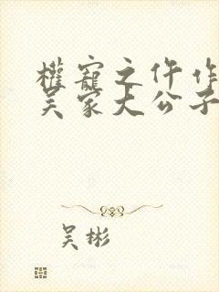 权宠之仵作医妃吴家大公子