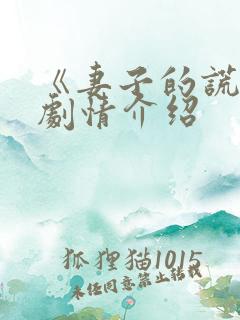 《妻子的谎言》剧情介绍