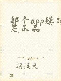 那个app购物是正品
