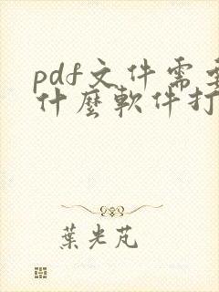 pdf文件需要什么软件打开