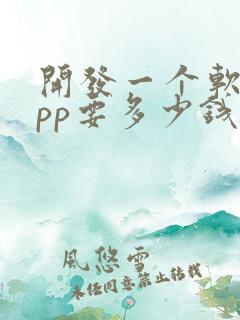 开发一个软件app要多少钱