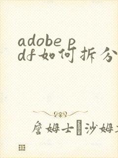 adobe pdf如何拆分成多个文件