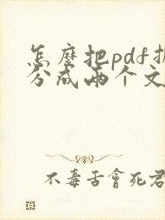 怎么把pdf拆分成两个文件