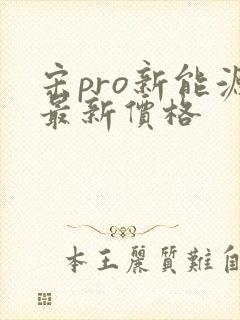 宋pro新能源最新价格