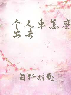 个人车怎么出租出去