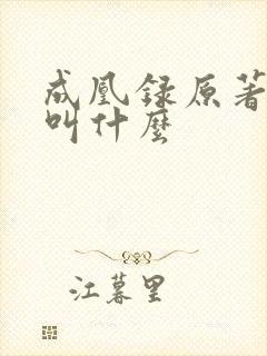 成凰录原著小说叫什么