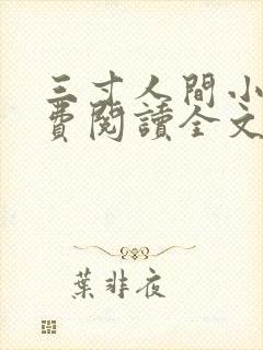 三寸人间小说免费阅读全文无删减