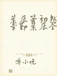 叶辰萧初然最新章节叶辰全文免费
