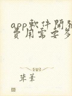 app软件开发费用需要多少钱