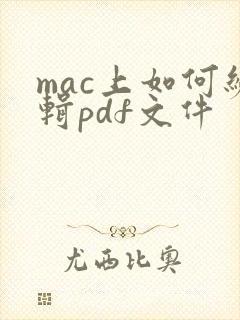 mac上如何编辑pdf文件