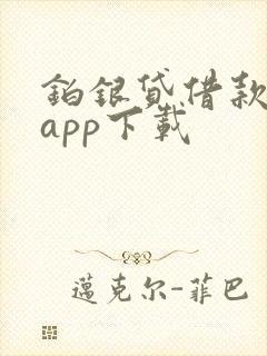 铂银贷借款平台app下载