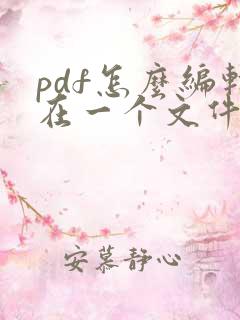 pdf怎么编辑在一个文件里
