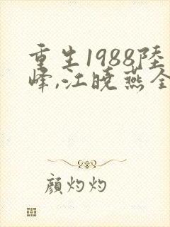 重生1988陆峰,江晓燕全文免费阅读大结局