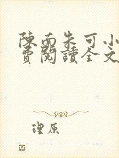 陈南朱可小说免费阅读全文