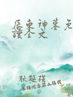 辰东神墓免费阅读全文