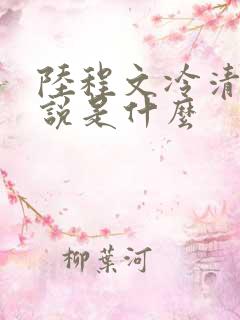 陆程文冷清秋小说是什么
