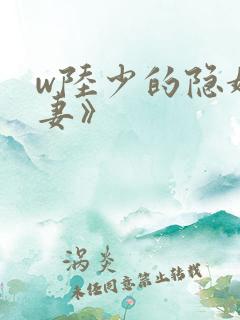 w陆少的隐婚罪妻》